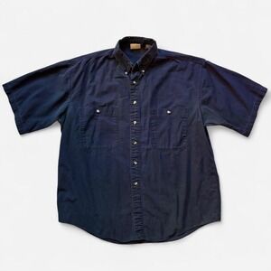 Navy Key Elements button up shirt 100% cotton workwear utility casual men's L XL